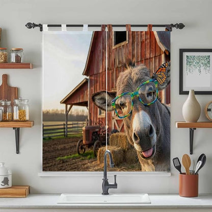 Farm Donkeys Bathroom Curtains 63 Inch Length, Window Curtains Tab Top - Image 3