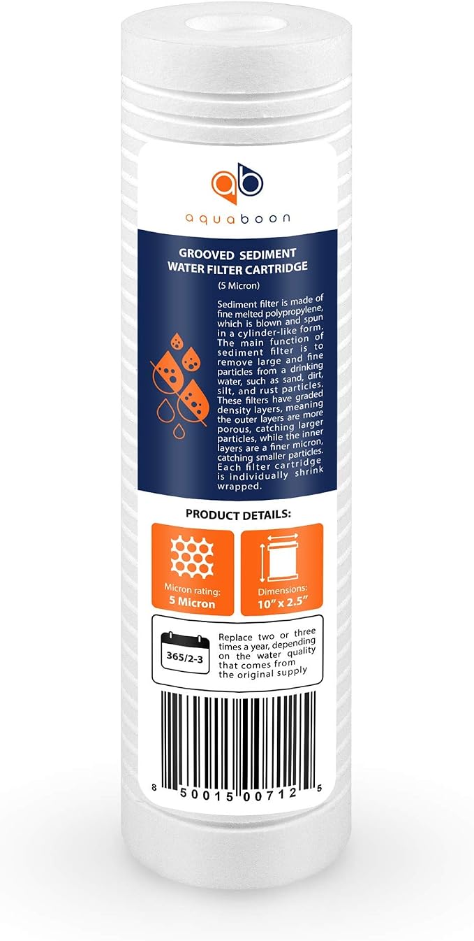 Aquaboon 5 Micron 10 x 2.5 Grooved Sediment Water Filter Replacement - Image 8