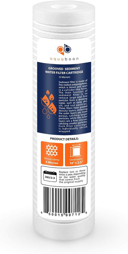 Aquaboon 5 Micron 10 x 2.5 Grooved Sediment Water Filter Replacement - Image 8