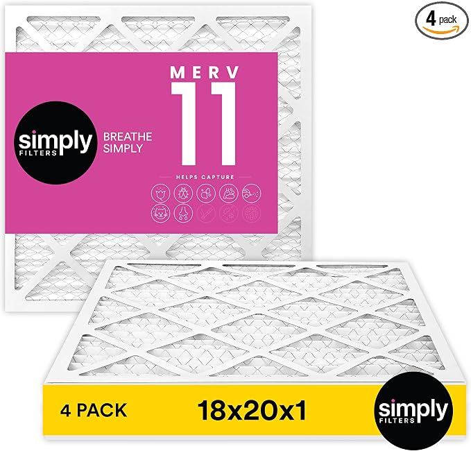 Simply 18x20x1 Air Filter, MERV 11, 4 Pack, by SimplyFilters
