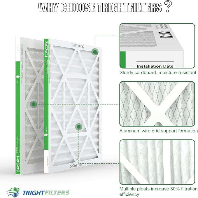 24x24x1 Air Filter 4 Pack, MERV 8 Pleated Dust Defense Air Filters Replacement - Image 4