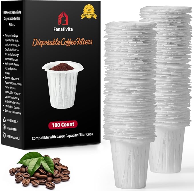 Disposable Coffee Filters for My K-Cup, Cuisinart SS-RFC and Other Large by Fanativita