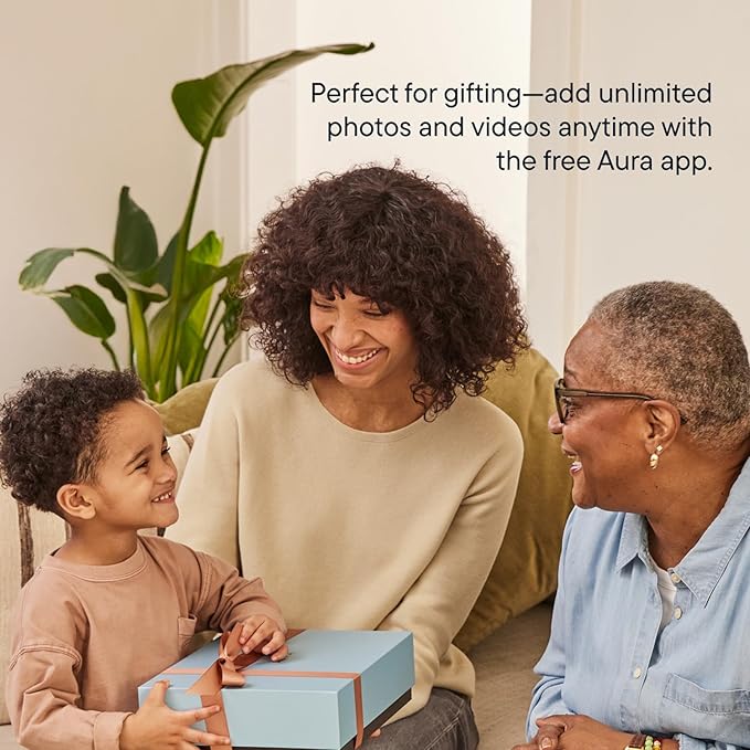 Aura Walden 15" WiFi Digital Picture Frame | Wirecutter's Best Digital Frame for Gifting | Send Photos from Your Phone | Quick, Easy Setup in Aura App | Free Unlimited Storage | White Clay