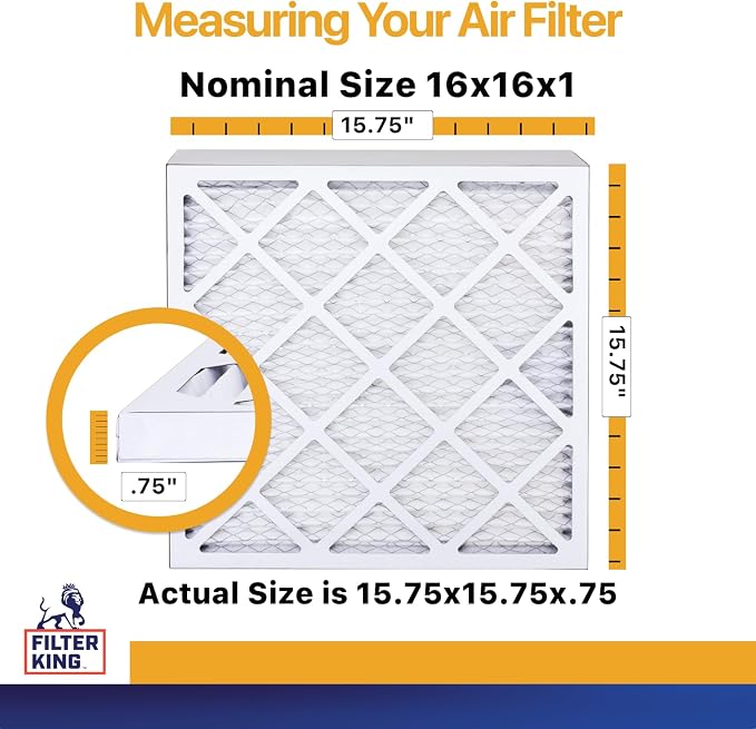 Filter King 16x16x1 Air Filter | 6-PACK | MERV 13 HVAC Pleated A/C Furnace - Image 2