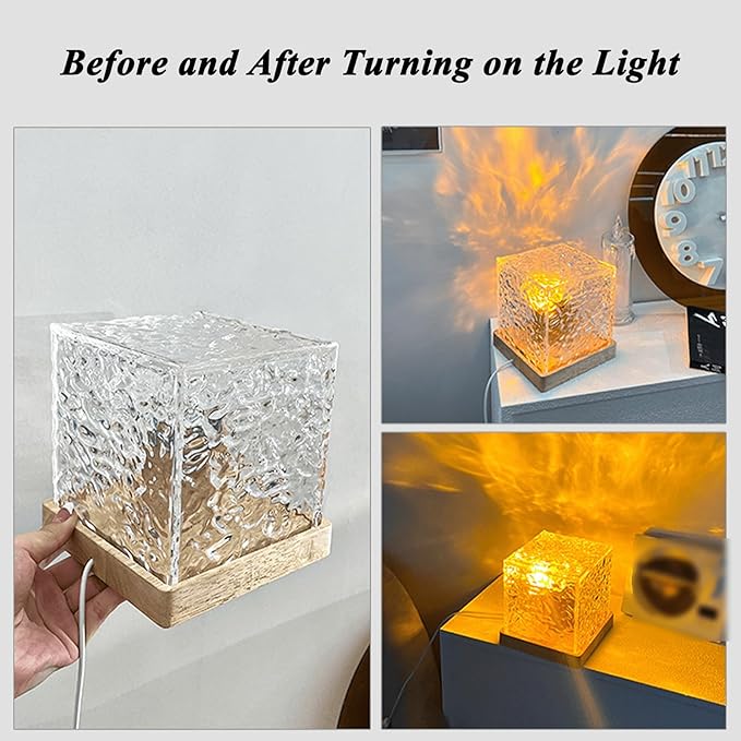 citosisk Aurora Borealis Night Light Dreamscape Projector, Magical Northern Lights for Your Room, 3/16 Colors Ambient Dynamic Wave Cube Lamp with Remote (16 Colors Rechargeable, Wood)