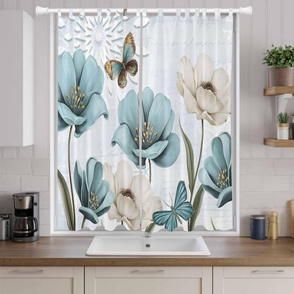 Blue Tulips Living Room Curtains 96 Inch Length, Window Curtains Tab Top - Image 9