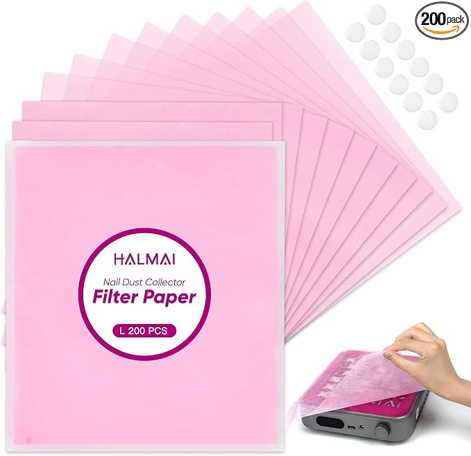 200 Sheets Nail Dust Collector Filter Paper, Disposable Nail Dust Filters by HALMAI