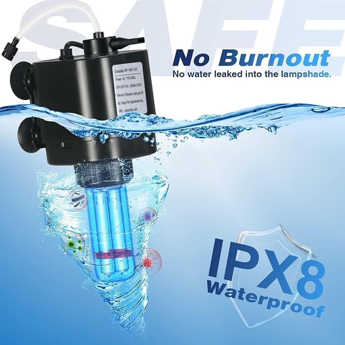 Aquarium U-V Filter for 10-40 gal, 132 GPH Swirl Turbo Design Submersible - Image 7