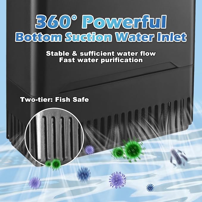 Turtle Tank Filter Aquarium Filter w/ Detachable U-V Light - Image 7