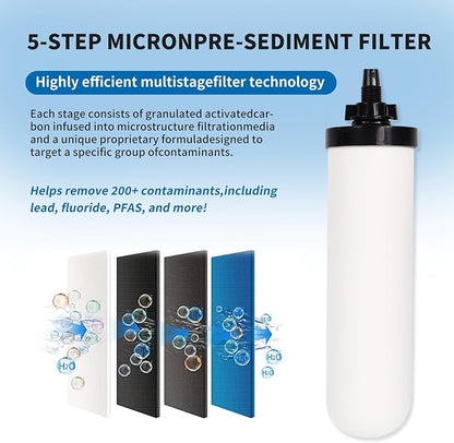 4 PACK 7" Gravity Drinking Water Ceramic Replacement Candle Element Filter - Image 5