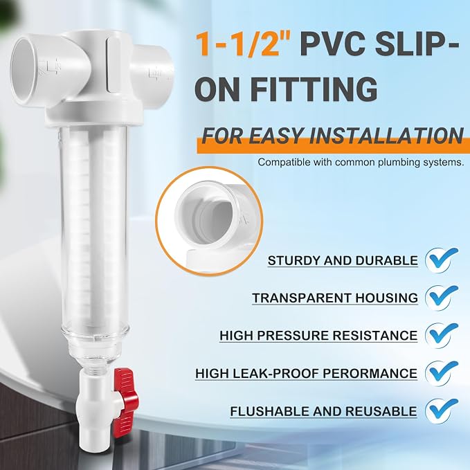 100 Mesh Spin Down Sand Separator/Sediment Water Filter System, 1.5 Inch PVC - Image 5