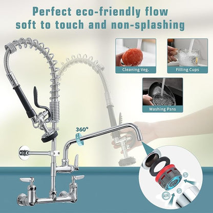 Fapully Commercial Kitchen Faucet, Wall Mount Kitchen Sink Faucet - Image 4