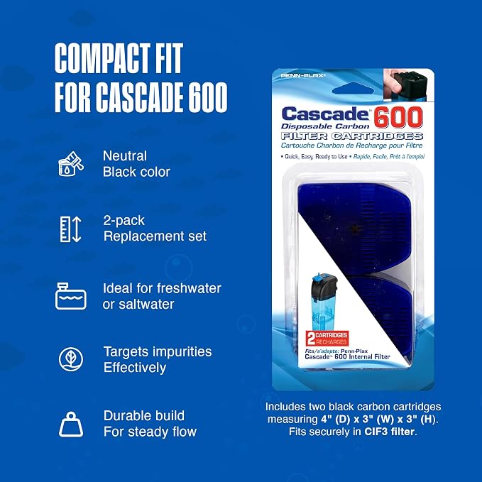 Penn-Plax Cascade 600 Filter Replacement Carbon Cartridges – Provides Chemical - Image 4