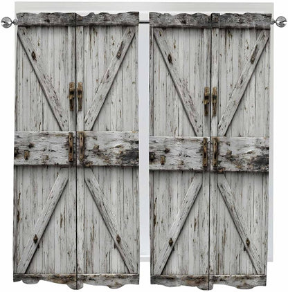 Vintage Gate Bedroom Curtains 63 Inches length, Farmhouse Wooden Grain Shabby by Unknown