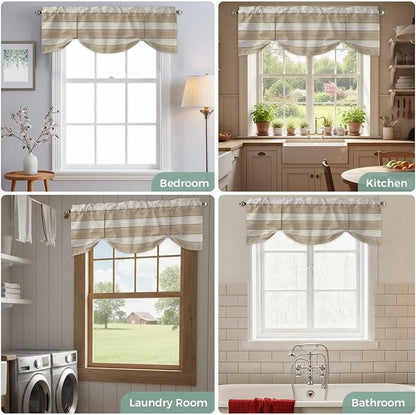 Brown Ombre Wooden Tie Up Valance Curtains - Image 8