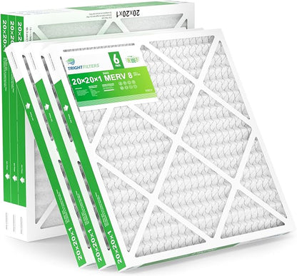 20x20x1 Air Filter 6 Pack, Durable MERV 8 Pleated Home HVAC AC Furnace Filters by TrightFilters