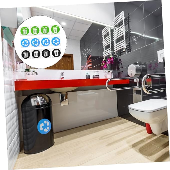 NUOBESTY 12pcs Adhesive Waste Sorting Stickers - Image 8