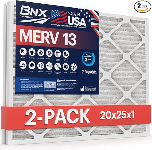 BNX TruFilter 20x25x1 MERV 13 AC Furnace Air Filter by BNX