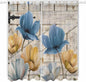 Blue Yellow Tulips Living Room Curtains 84 Inch Length, Window Curtains Tab Top by Unknown