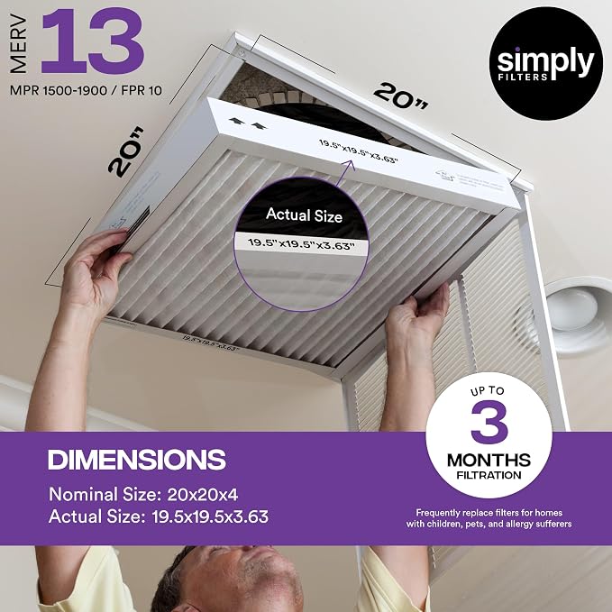 Simply 20x20x4 Air Filter, MERV 13, 6 Pack, Furnace Air Filter - Image 3
