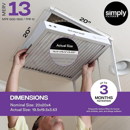 Simply 20x20x4 Air Filter, MERV 13, 6 Pack, Furnace Air Filter - Image 3
