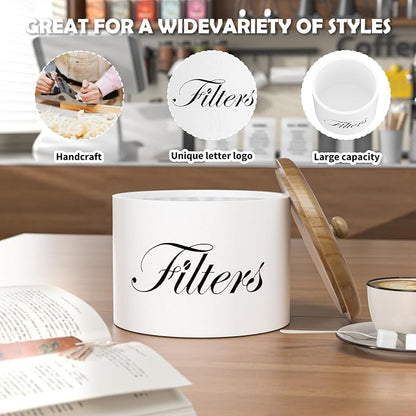 Coffee Filter Holder, Wooden Coffee Filter Storage - Image 2