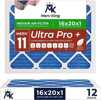 MervKing 16x20x1 Air Filter Actual Size: 15.7" x 19.7" x 0.75" MERV 11 MPR by MervKing