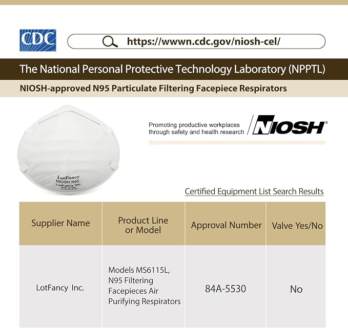 NIOSH N95 Mask, Disposable Face Mask, Against Dust, Air Pollution, Safety Mask - Image 5