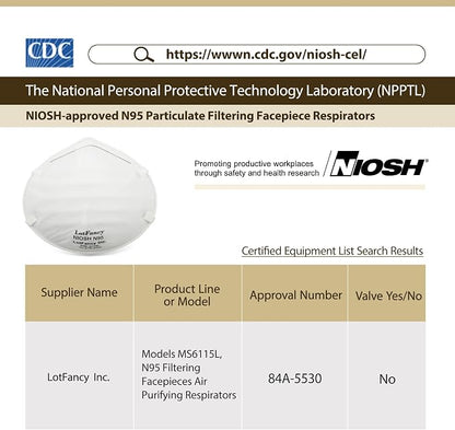 NIOSH N95 Mask, Disposable Face Mask, Against Dust, Air Pollution, Safety Mask - Image 5