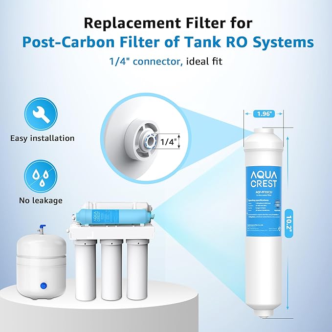 AQUA CREST FF35 Inline Water Filter Replacement, 1/4" Quick-Connect Replacement - Image 2