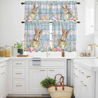 Kitchen Curtains Tiers and Valance Set of 3, Easter Light Filtering Window - Image 3