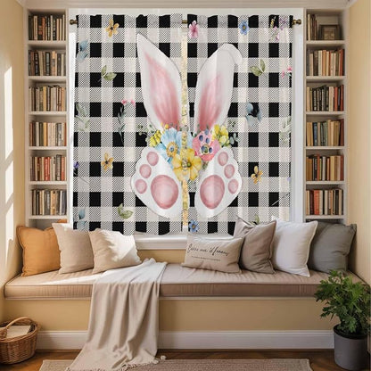 Easter Window Curtains 63 Inch Long 2 Panel Set, Rod Pocket Bedroom Curtains & - Image 3