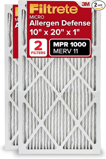 Filtrete 10x20x1 AC Furnace Air Filter, MERV 11, MPR 1000, Micro Allergen by Filtrete