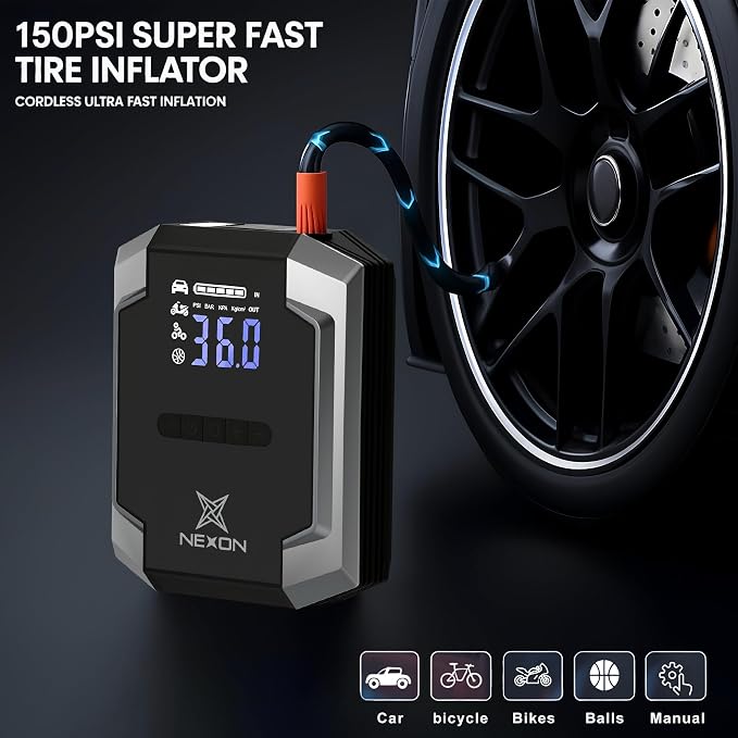 9-in-1 Jump Starter with 150PSI Air Compressor & Vacuum Cleaner, 20000mAh - Image 3