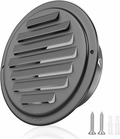 4inch 304 Stainless Steel Air Vents, Louvered Grille Cover Vent Hood Flat by puunkeey