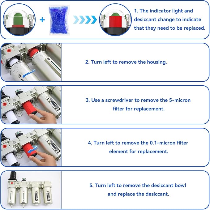 1/2" NPT Industrial Grade 4 Stage Air-Dryer-for-Compressor, - Image 7