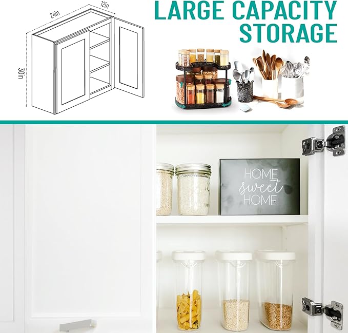 Wall Kitchen Cabinets, RTA Cabinets, White Shaker Cabinet, Wall Mounted, RTA Upper Cabinet, Modern for Kitchen and Bathroom with Door, 2 Adjustable Shelves (White, 24" W x 30" H x 12" D)