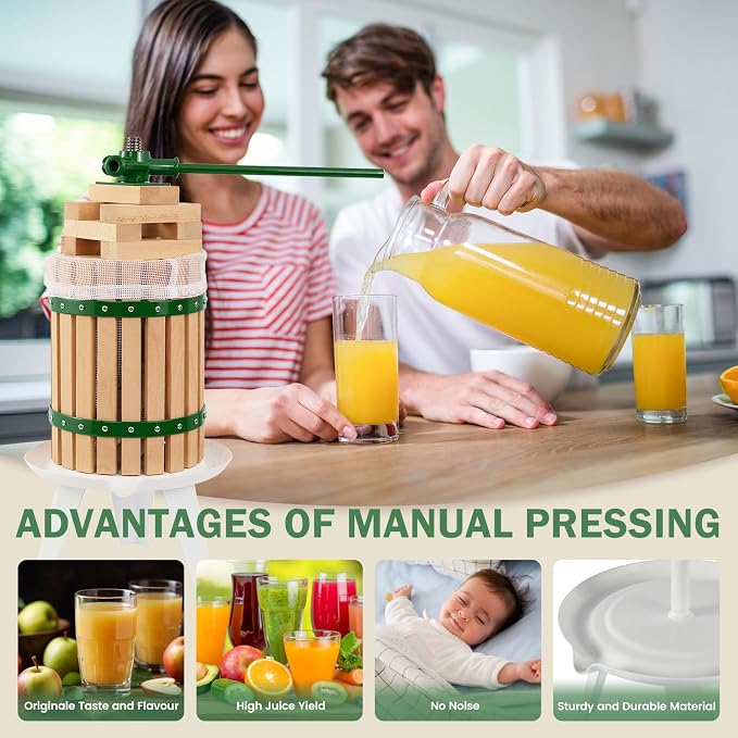 CAELUM Fruit Wine Press, 1.6 Gallon Wood Fruit and Cider Press Squeezer - Image 6