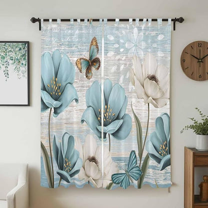 Spring Floral Living Room Curtains 84 Inch Length, Window Curtains Tab Top - Image 2