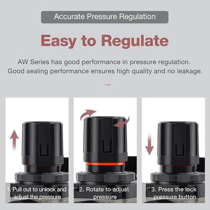 SNS 1/4''NPT Compressed Air Compressor Pressure Filter Regulator Piggyback Combo - Image 2