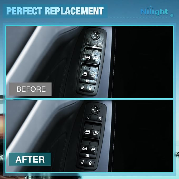 Nilight Master Power Window Switch Compatible for 2013 2014 2015 2016 Dodge Dart Jeep Cherokee Chrysler 200 Front Left Driver Side Windows Control Switches