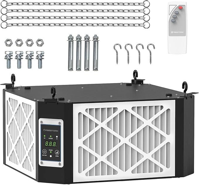 ABESTORM Air Filtration System Woodworking Built-in Ionizer, 1350CFM Hanging - Image 8