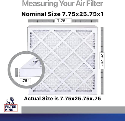Filter King 7.75x25.75x1 Air Filter | 4-Pack | CARBON MERV 8 HVAC Pleated A/C - Image 2