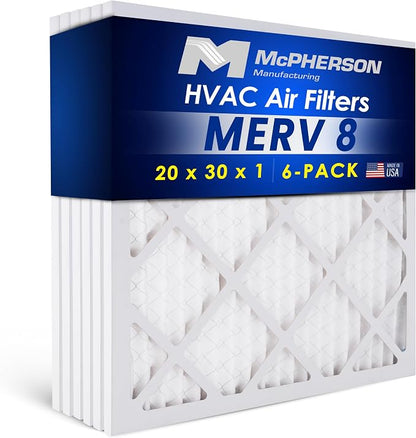 20x30x1 Air Filters, MERV 8 Pleated HVAC AC Furnace Filter Replacement by McPhersonManufacturing