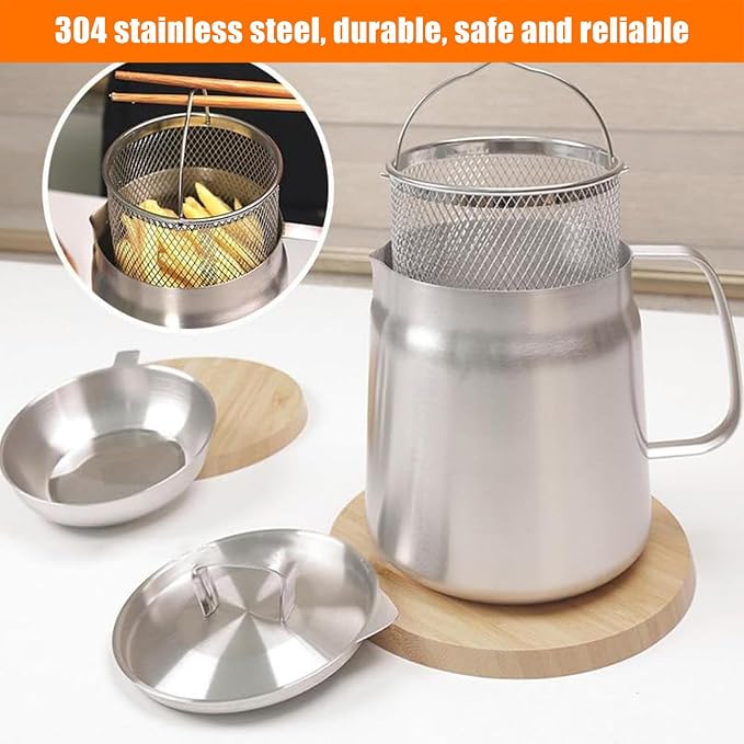 Oil Strainer, Bacon Grease Container Large Capacity Deep Fryer and Strainer Cup - Image 4