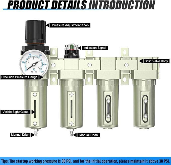 3/4" NPT Heavy Duty Industrial Grade 4 Stage Air Drying System, Coalescing - Image 4