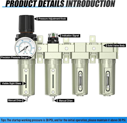 3/4" NPT Heavy Duty Industrial Grade 4 Stage Air Drying System, Coalescing - Image 4