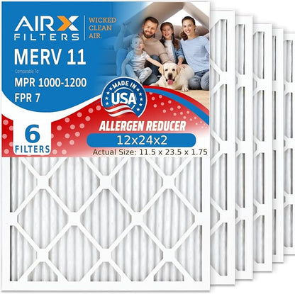 AIRX FILTERS WICKED CLEAN AIR. 12x24x2 Air Filter MERV 11 Electrostatic Pleated by AIRXFILTERSWICKEDCLEANAIR
