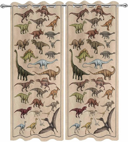 Vintage Outdoor Curtains for Patio Dinosaurs Biographies Retro Waterproof - Image 9