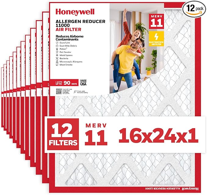 Honeywell 16x24x1 MERV 11 Allergen Reducer 11000 Electrostatic Pleated HVAC AC by HoneywellAirComfort